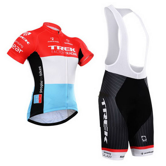 2015 Maillot Trek Tirantes Mangas Cortas Blanco Rojo